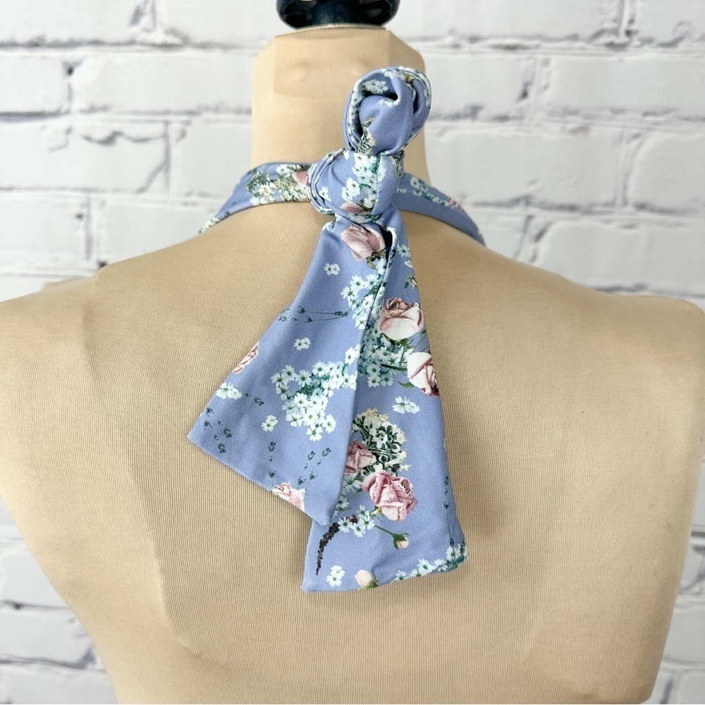 We Wore What Brooklyn One Piece Swimsuit Bow Halter Neck XS lavender Floral - Picture 6 of 12